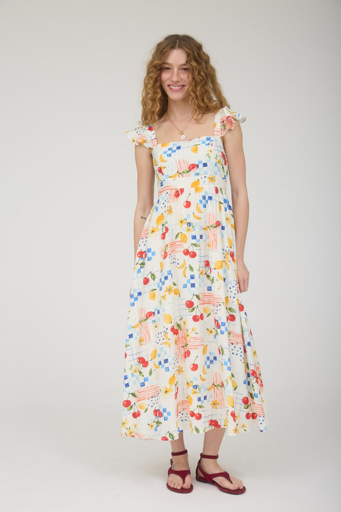 chinese dress ladies Gisele Yellow Ruffle Maxi Dress