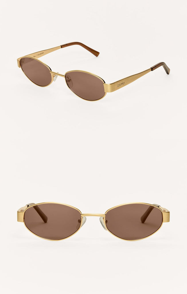 NEW Z SUPPLY women\'s palisades sunglasses in gold gray Z Supply: Palisades Satin Gold-Brown Polarized – Lizzy Lou  main image 3